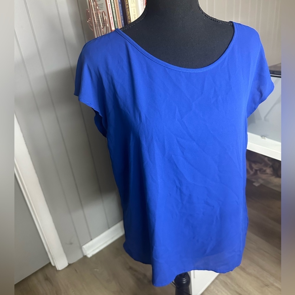Express Royal Blue Chiffon Open Back Blouse Size Medium